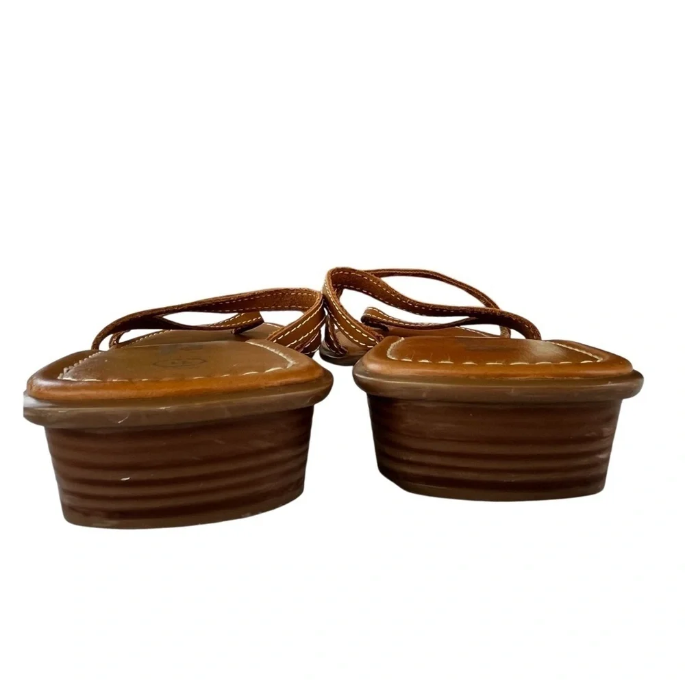 Montego Bay Club Brown Leather Square Toe Strap Women's Size 11 Strappy Sandals